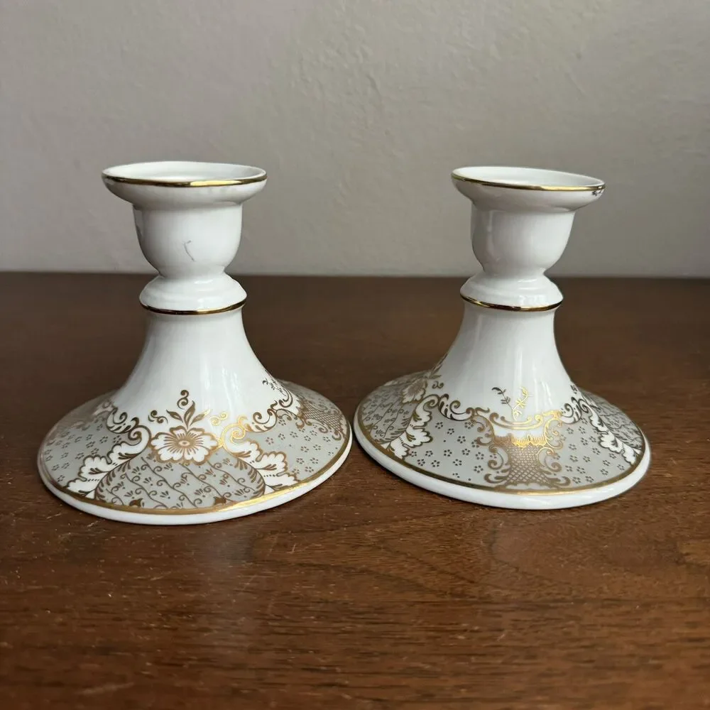 Versailles D’OR Ceramic Candlestick Holders Lot of 2 Georges Briard